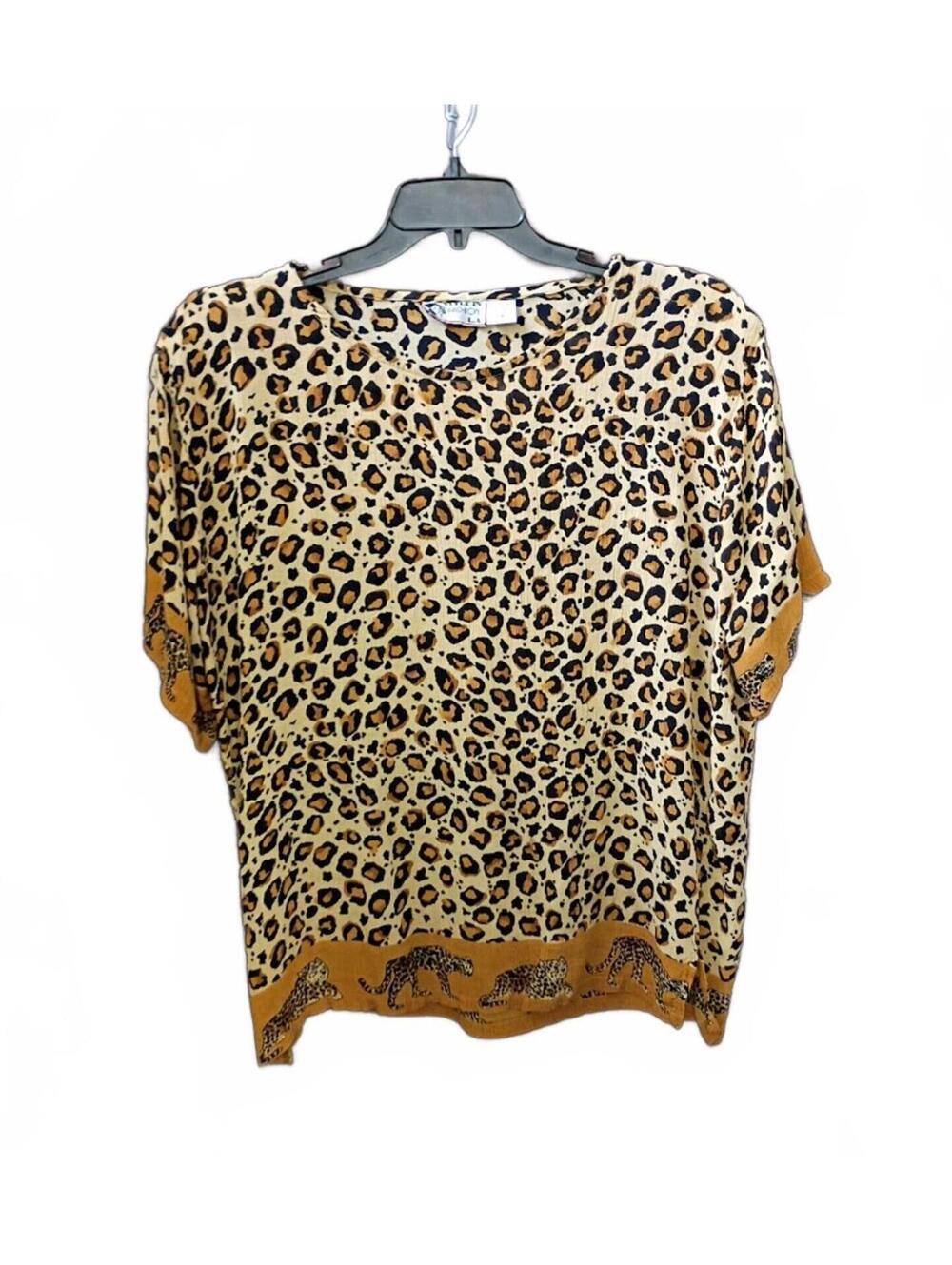 Style In Fashion LA Leopard Print Rayon Top Size M